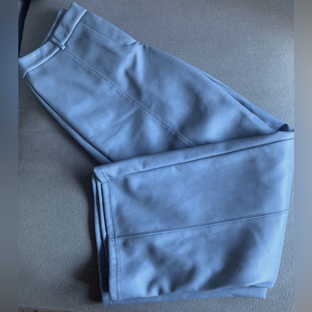 7 For All Mankind-NWT Baby Blue faux leather ankle length trousers- size Large